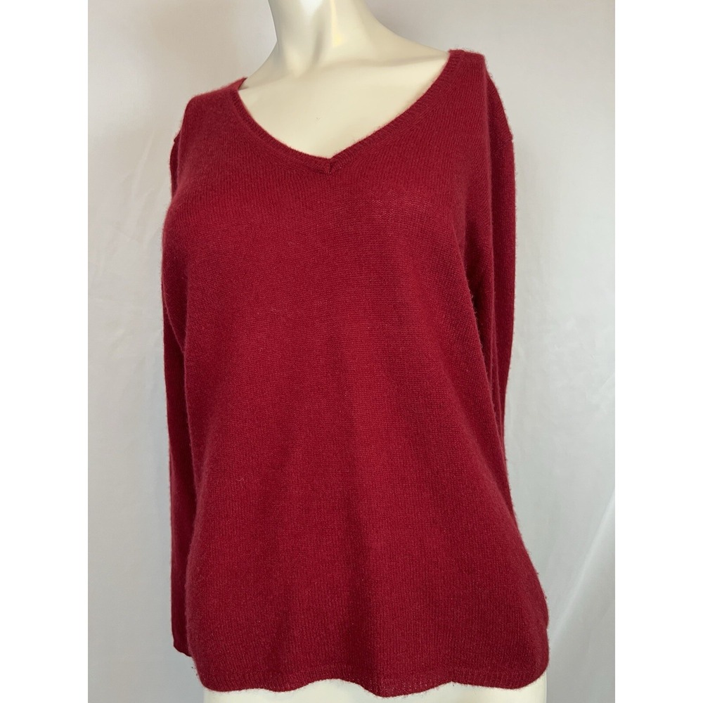 Marina Luna Women's Red 100% 2 Ply Cashmere Crew Neck Pullover Sweater Size XL